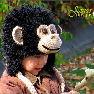 CROCHET PATTERN - Crochet Monkey/Ape Hat, Chimpanzee Hat Pattern for Baby, Toddler, Child, Teen, Adult, Boys/Girls  - Photo Prop or Costume