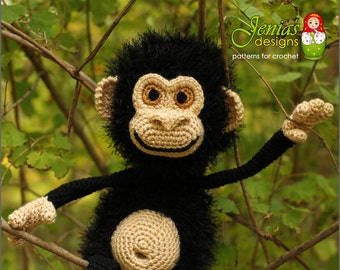 MOTIVO ALL'UNCINETTO - Animale di peluche scimmia - Peluche/bambola Amigurumi - Peluche di scimpanzé - Idea regalo