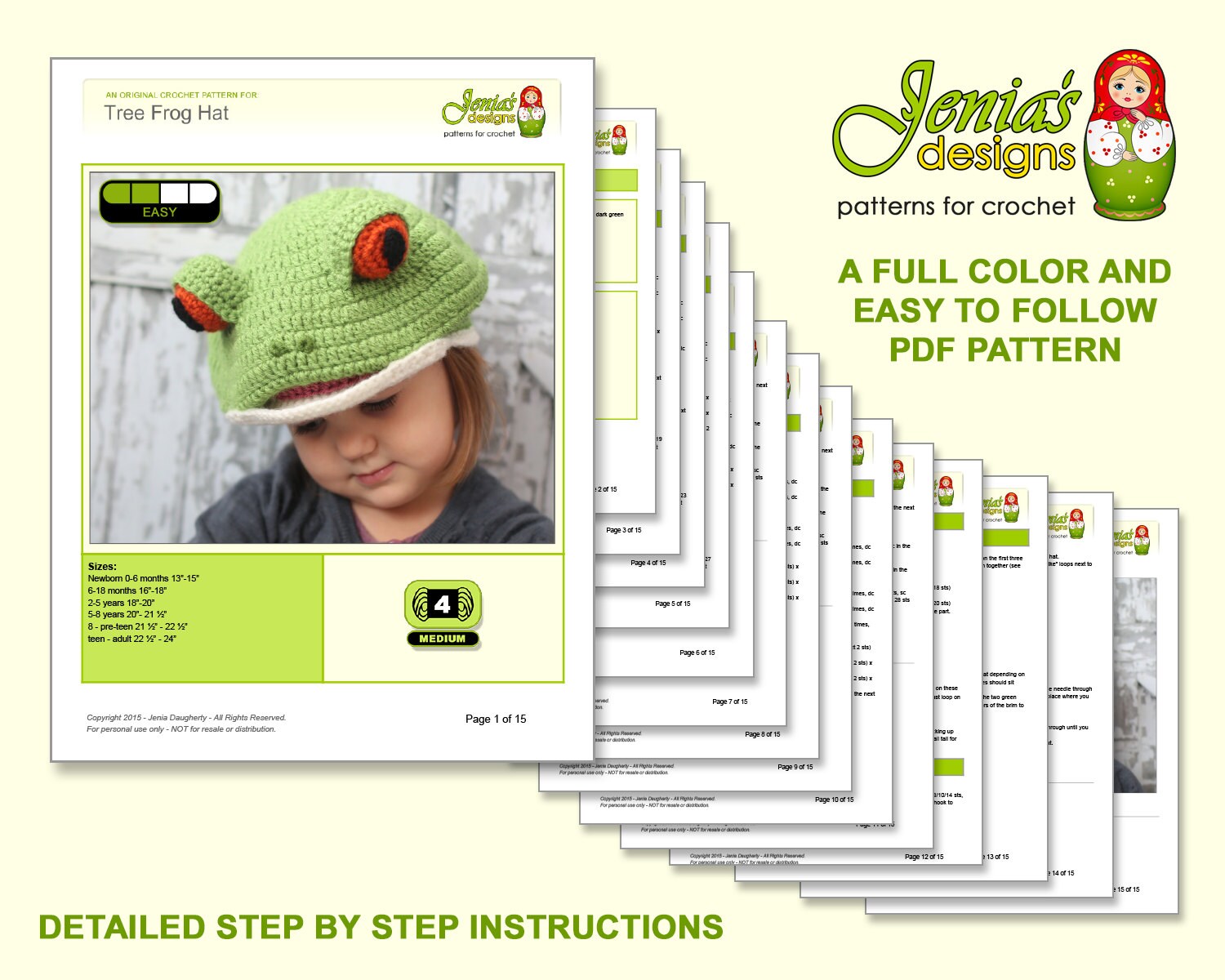 CROCHET PATTERN - Tree Frog Animal Hat Pattern for Baby, Toddler, Child ...