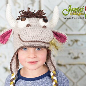 CROCHET PATTERN Cow Hat, Farm Animal Hat Pattern for Baby, Toddler, Child, Teen, Adult, Girl Spring Cow Photo Prop or Costume image 3