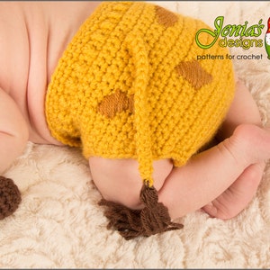 CROCHET PATTERN Giraffe Hat and Diaper Cover Set for Newborn, Baby, Infant Giraffe Bonnet Newborn Photo Prop image 3