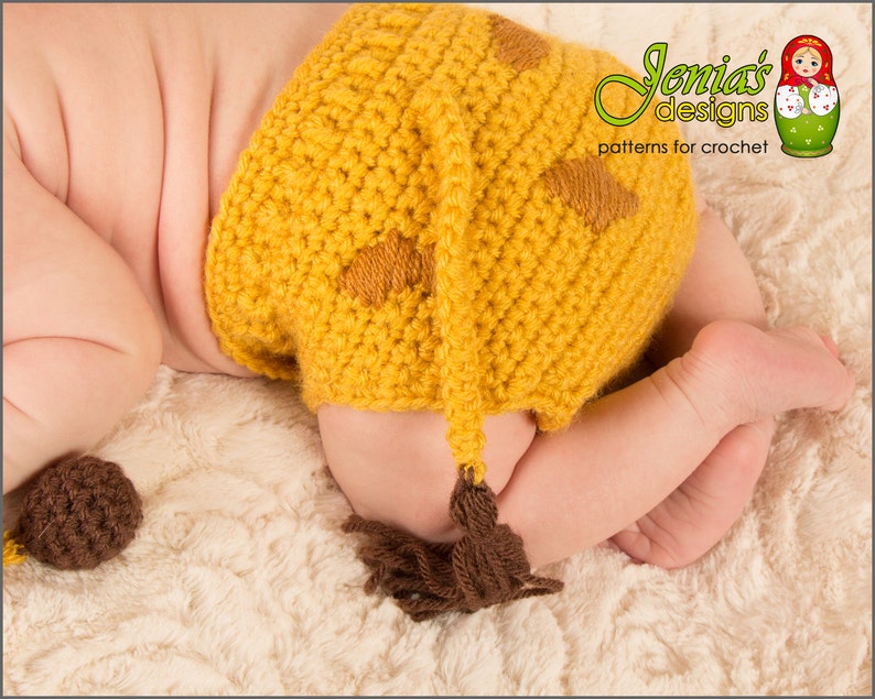 CROCHET PATTERN Giraffe Hat and Diaper Cover Set for Newborn, Baby, Infant Giraffe Bonnet Newborn Photo Prop image 3