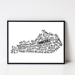 Hand lettered OWENSBORO Kentucky Word Art Print // 8x10