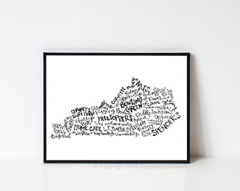 Hand lettered BOWLING GREEN Kentucky Word Art Print // 8x10