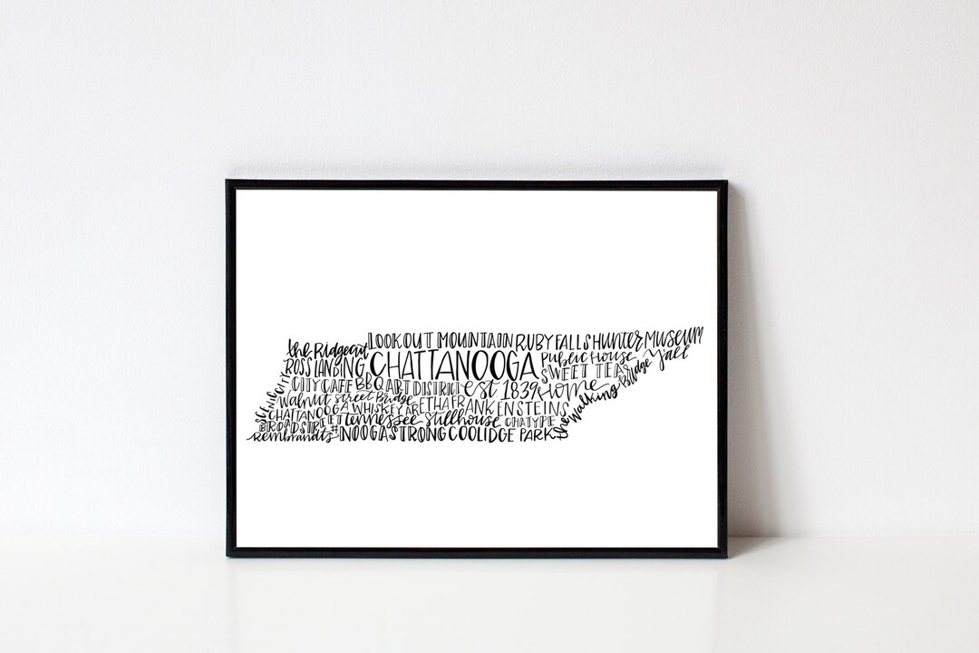 Chattanooga Script Lettering Hand Lettered CHATTANOOGA TN Word Art Print // 8x10 and 11x14 - Etsy