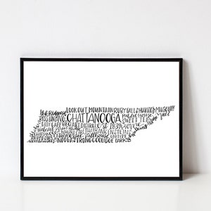 hand lettered CHATTANOOGA TN Word Art Print // 8x10 and 11x14