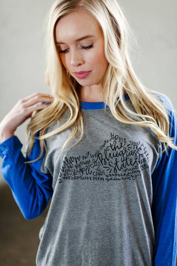 hand Lettered THE BLUEGRASS STATE Kentucky Word Art Raglan