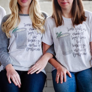 Kentucky Girls Bourbon & Ice Raglan / / Kentucky Bourbon Tee / / Kentucky Girls Graphic Tee / / Some Girls are made of Sugar and Spice