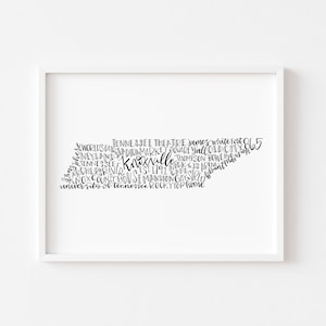 Hand lettered Knoxville TN Word Art Print // 8x10