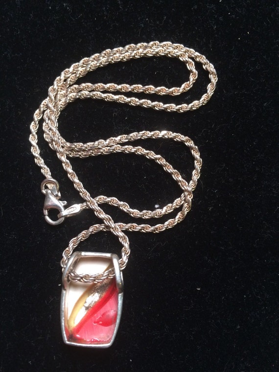 925 sterling sliver necklace with gem - image 2