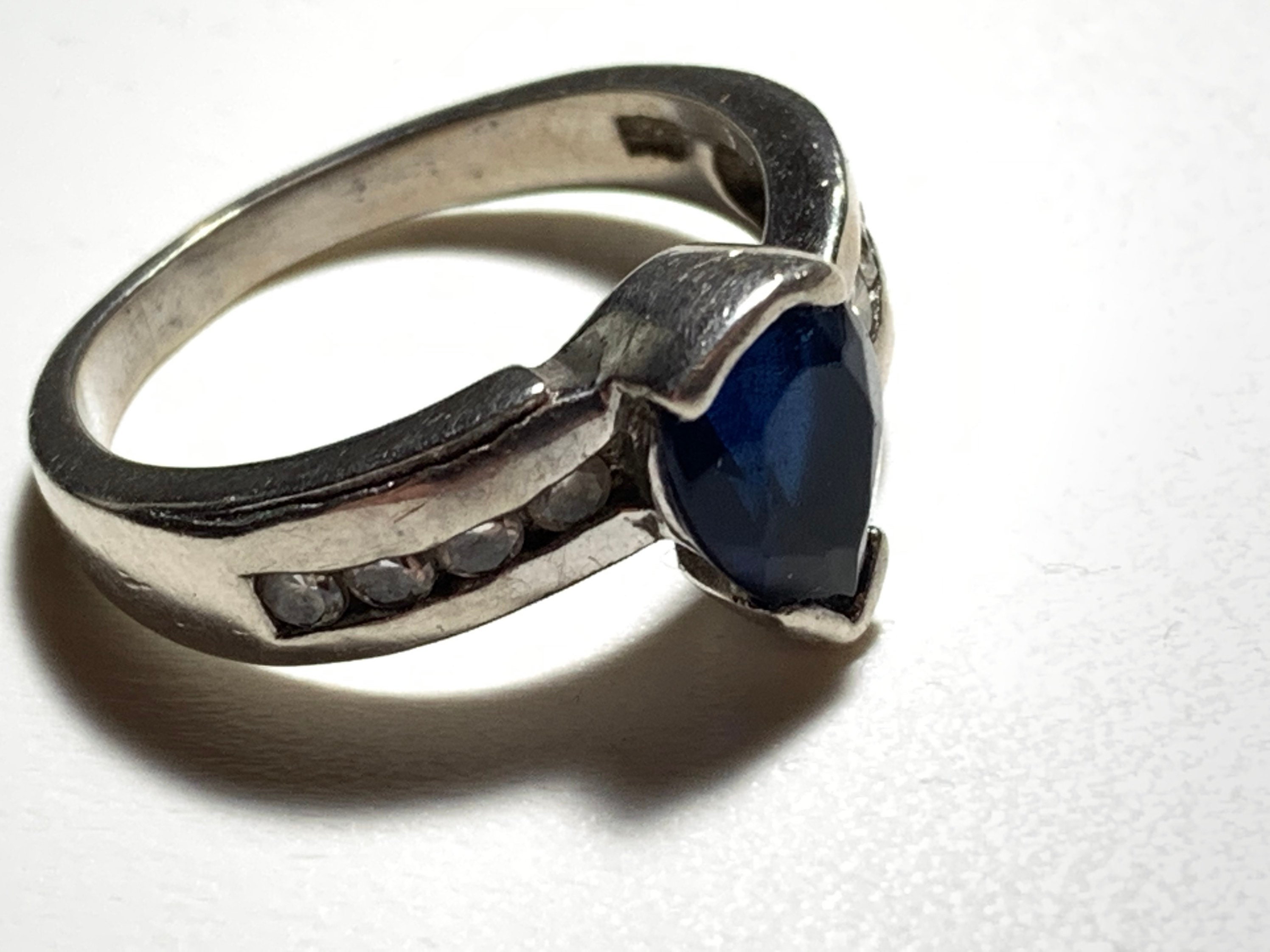 925 Sterling Silver Multi CZ and Blue Gem / Stone Ring Size Etsy