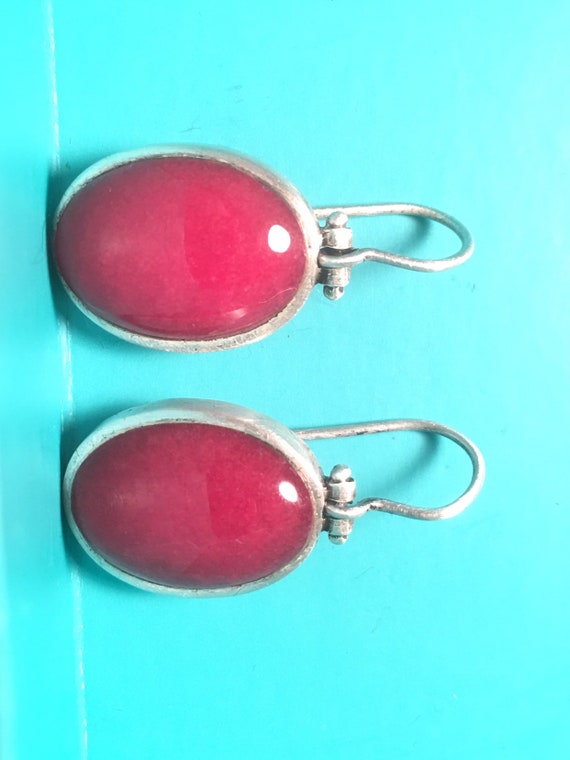 Vintage rudy red gem / stone 925 sterling silver e