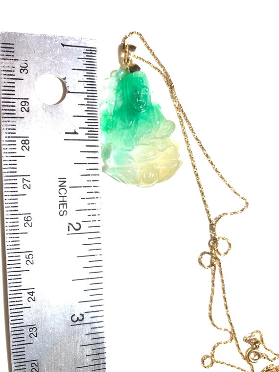 14k solid yellow gold with fine jade religion bud… - image 6