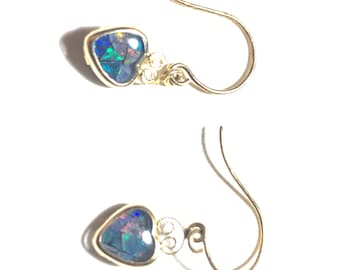 14k solid gold opal earrings (E320)