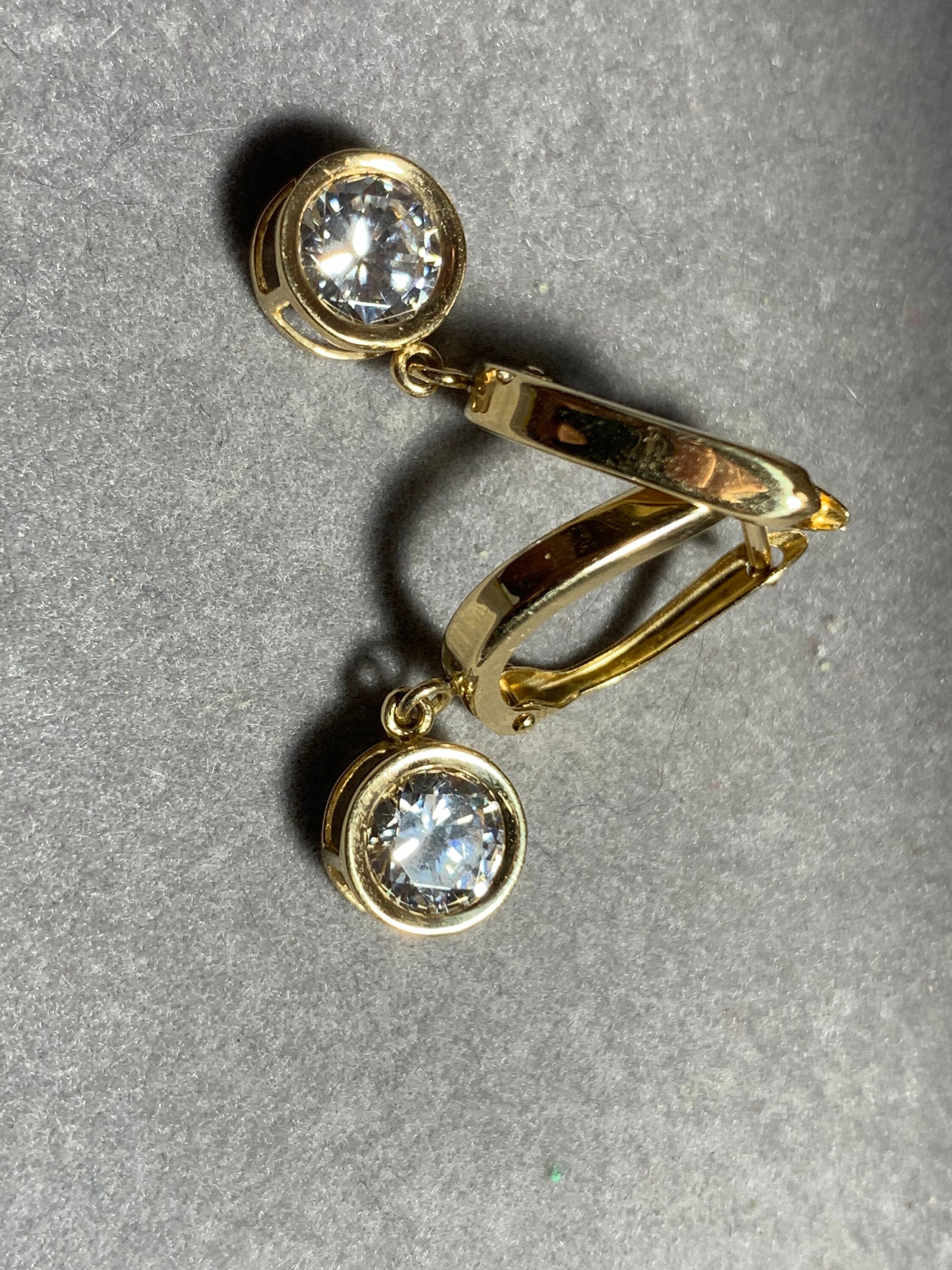 FI 14k Solid Yellow Gold CZ Earrings E314 Etsy Canada
