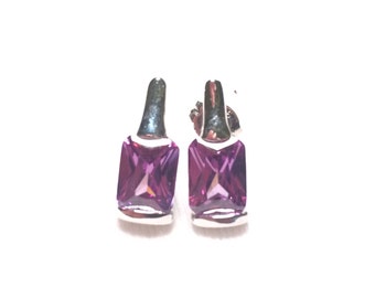925 sterling silver earrings with beautiful purple gem / stone