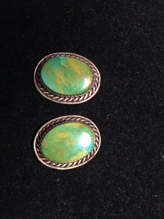 Vintage 925 sterling silver earrings with fine tur