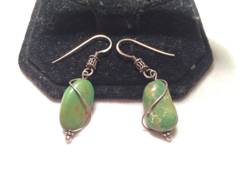 Vintage 925 sterling silver turquoise earrings image 1