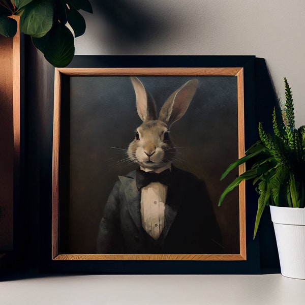 Victorian Rabbit Print - Bunny in Clothes, Renaissance Style