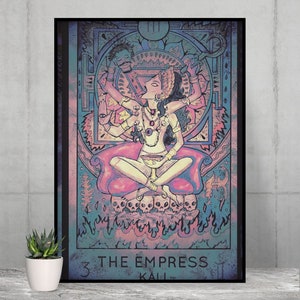 Kali Goddess Poster - Kali and Shiva Goddess Print in Purple - Original Art - Goddess Illustration Moon Print