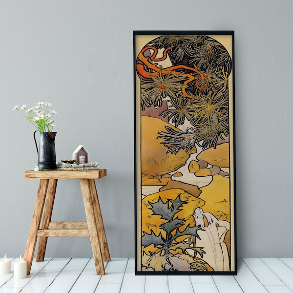 Mucha Print -  Art Nouveau Nature- Bohemian Vintage -  Print Large Artwork - Floral - Long Poster