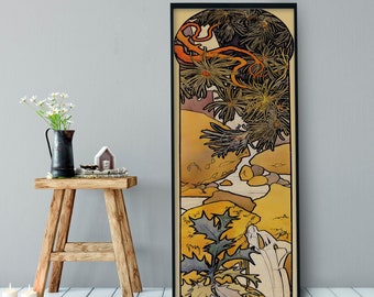 Mucha Print -  Art Nouveau Nature- Bohemian Vintage -  Print Large Artwork - Floral - Long Poster