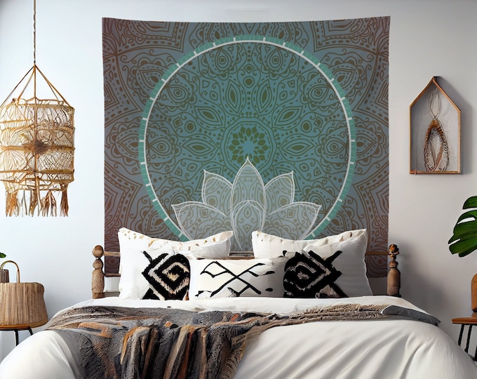 Lotus Mandala Tapestry Wall Hanging Art Meditation Yoga Buddha Hippie