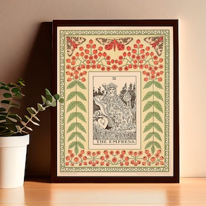 Die Kaiserin - Vintage Shabby Chic - Tarot Poster - Jugendstil Tarot Karten Poster