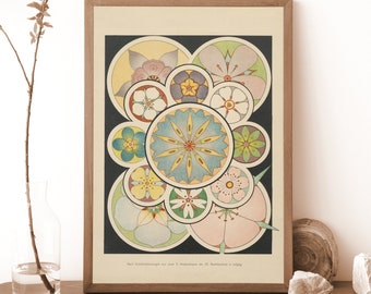 Art Nouveau Poster Neutral - Mandalas - Floral Print Bohemian Print Large Artwork Beige Vintage