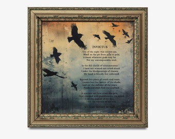 Lámina con poema Invictus - William Ernest Henley - Arte literario para pared
