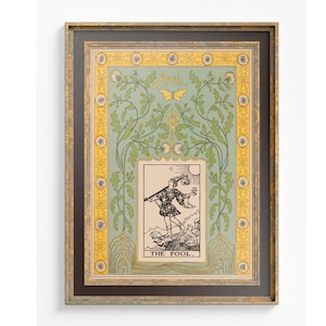 Impression The Fool - vintage shabby chic - affiche de tarot - affiche de carte de tarot nouveau - vert