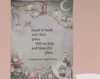 Fairy Tapestry - Shakespeare Quote - Midsummer Nights Dream - Childrens Room Wall Hanging