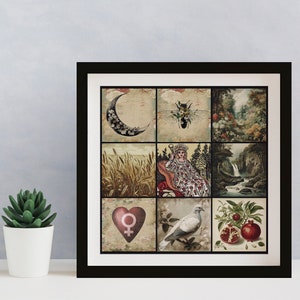The Empress Collage Tarot Print - Square Collage Tarot Poster - Representing Symbolism - Vintage Empress Poster