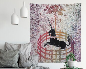 Unicorn in Captivity Tapestry - New Version - Rainbow - Unicorn Fan Art - Original by Raphael
