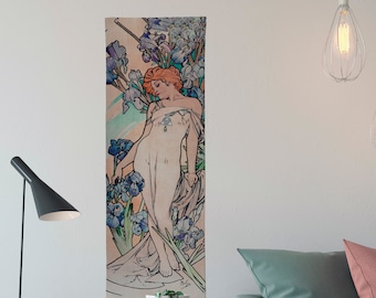 Alphonse Mucha - Art Nouveau Tapestry - Purple Bohemian Wall Hanging -Boho - Pastel Mucha