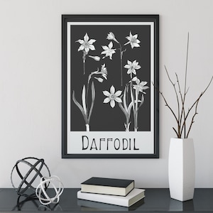 Jugendstil Poster Blumendruck Boho Print Großes Kunstwerk - Narzissen Vintage