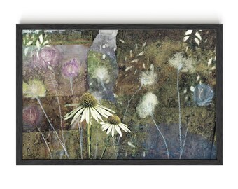 Floral Abstract - Neutral Decor Collage - Dandelions in the Wind