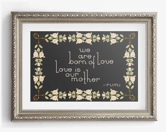 Rumi Poem Art Print: Bohemian Love Quote Poster