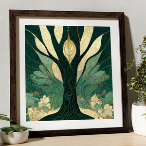 Sacred Tree - Surreal Art Upper world and lower world - Art Print - For Your Sacred Space