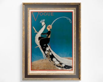 Vogue Magazine Flapper Print - Moon Swan Lady - Vintage Fashion - Bohemian - Goddess - George Wolfe Plank Artist