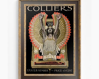 Magazine Flapper Print - Lady - Poster  - Bohemian - Goddess Print Large Artwork Hippie Lady -Colliers