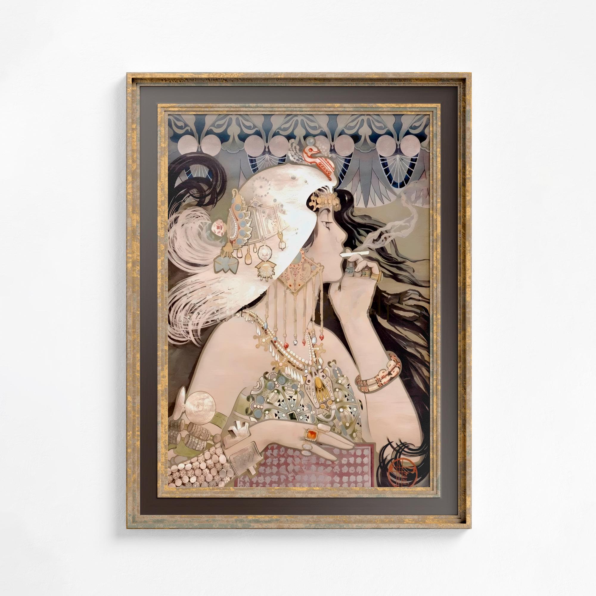 フランス製 トレー cat lady smoking playing piano