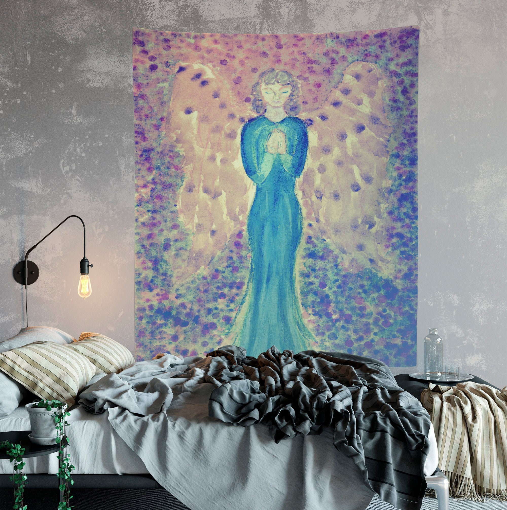 Angel Painting Tapestry Wall Hanging Meditation Etsy