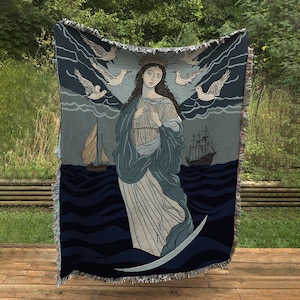 Virgin Mary Woven Blanket - Virgin of Guadalupe Art - Virgin Mary Tapestry Art