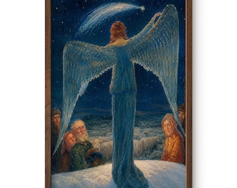 Ethereal Angel Winter Night Print | Symbolist Heavenly Wall Art (Digital Download)