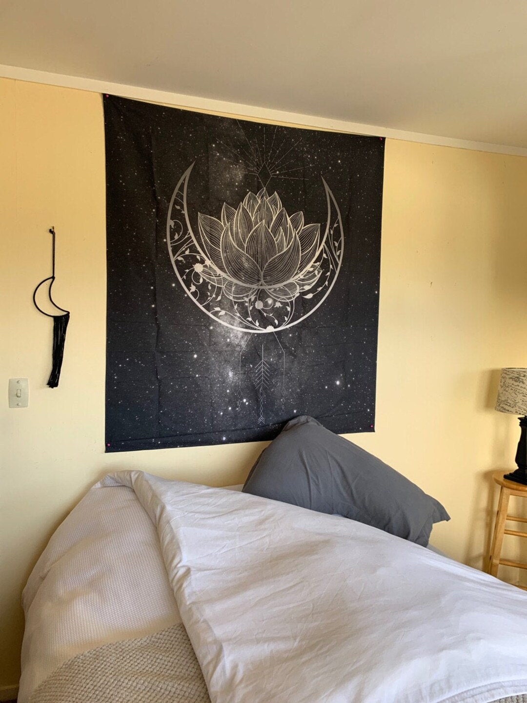 Moon Wall Hanging Gothic Tapestry Black Gothic Home Decor Half Etsy