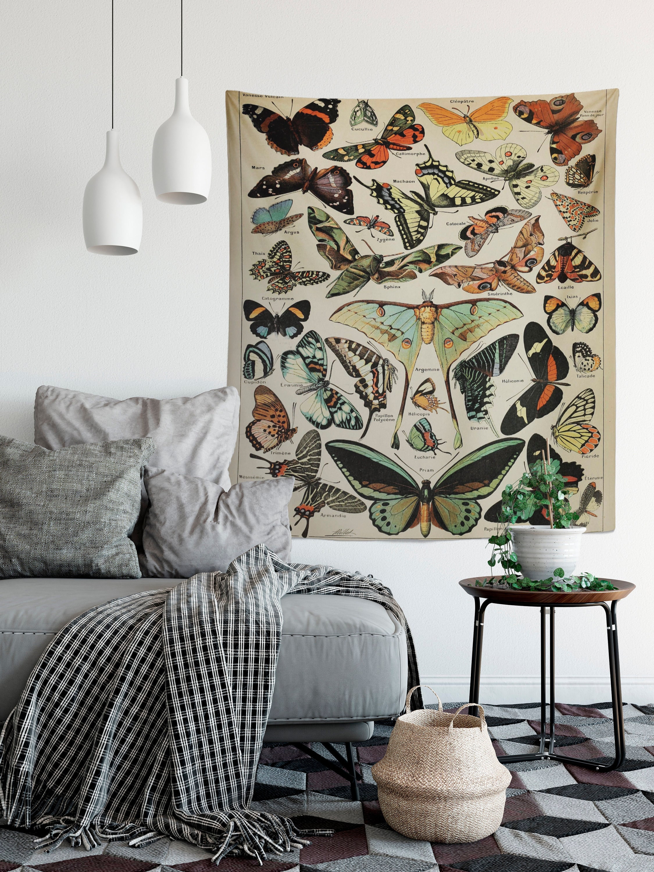 Alphonse Millot Vintage Butterfly Tapestry Wall Hanging Butterfly Specimen Art Vintage Etsy