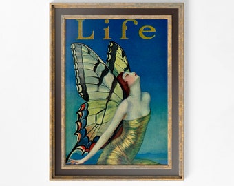 Lámina estilo flapper de la revista Life: Póster Art Déco de la Dama Mariposa