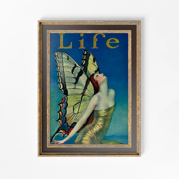 Life Magazine Flapper Print - Butterfly Lady - mode vintage - Boho - Goddess Print Grande oeuvre Hippie Lady