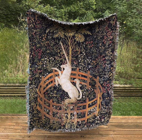 Unicorn in captivity tapestry sale